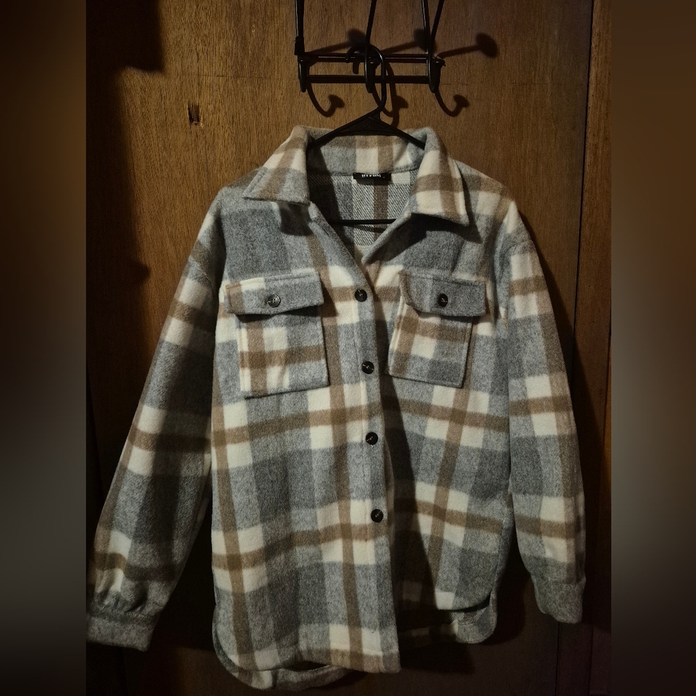 Plaid Button-Up Jacket
